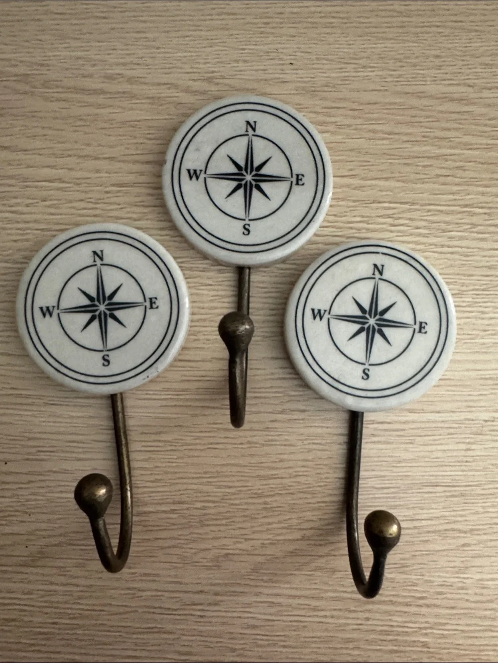 Compass Ceramic Wall Hooks - White and Black (Unknown Brand)